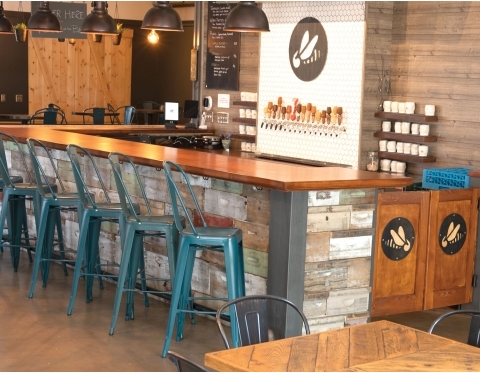 Finished hardwood surface with water-based polyurethane